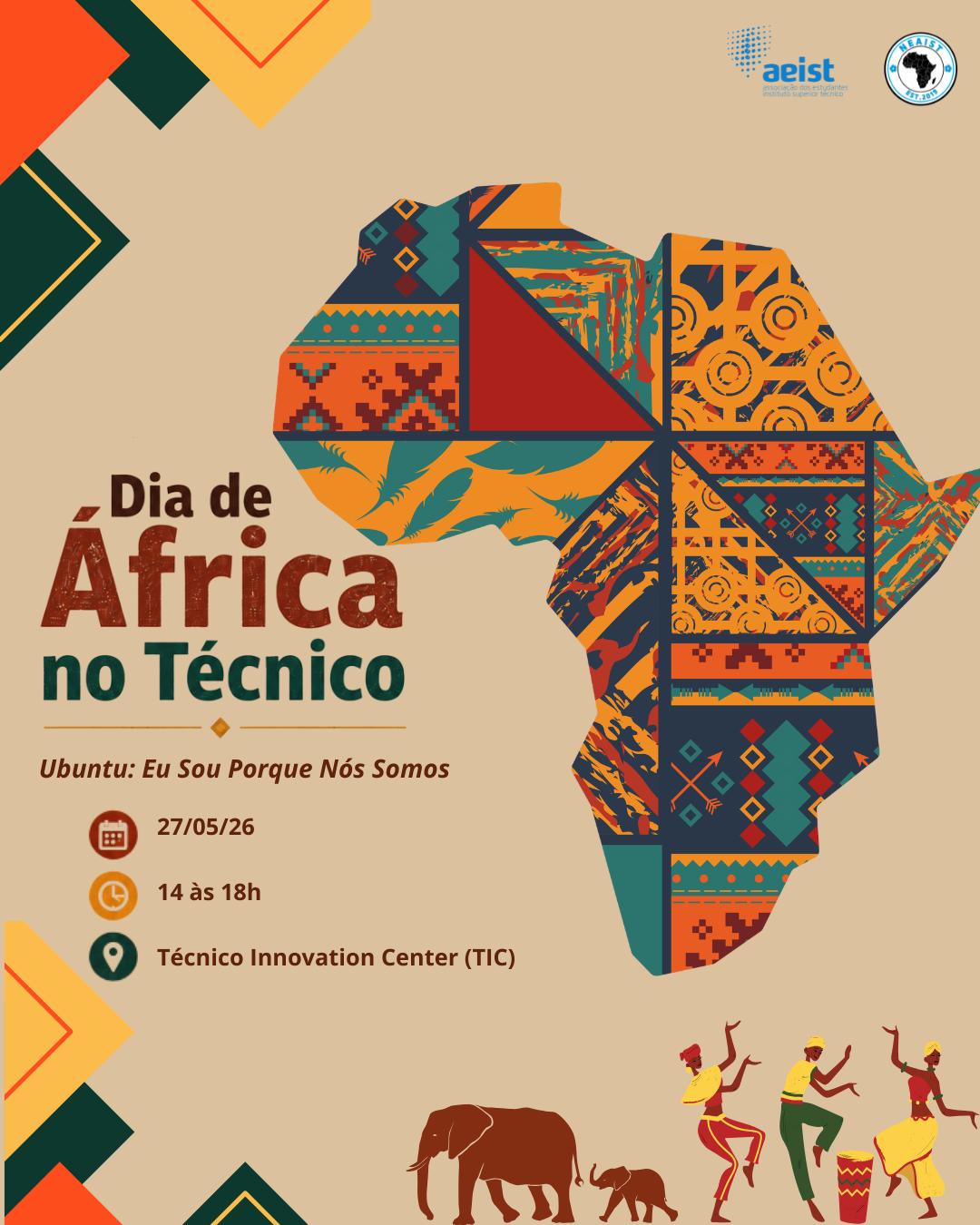 Cartaz do Dia de África no Técnico com o subtítulo Ubuntu: Eu Sou Porque Nós Somos